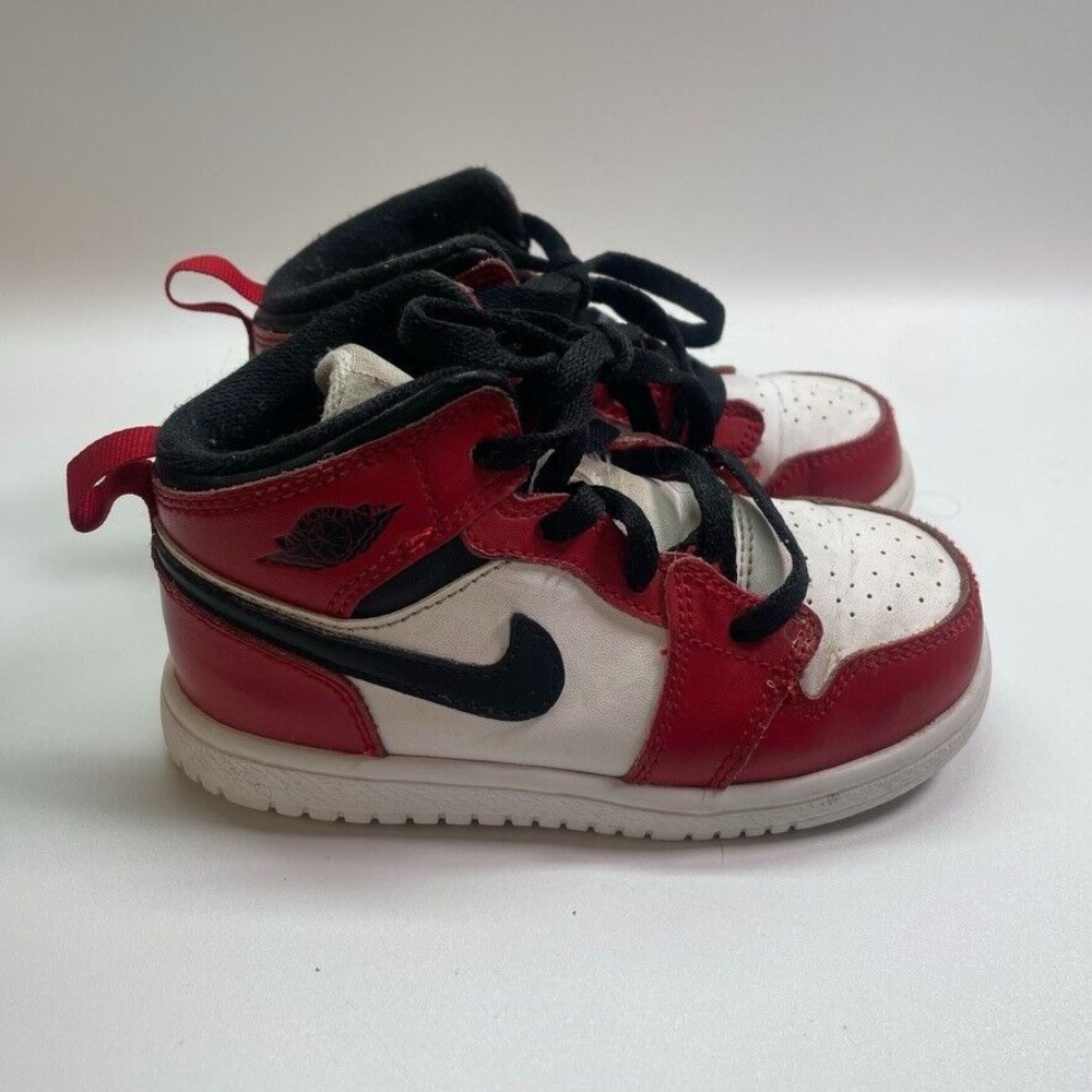 Nike Air Jordan 1 Mid Flex TD Notorious Red Toddler Size 8C Sneaker 554727-163